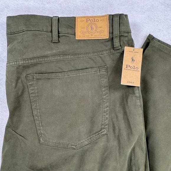 Polo Ralph Lauren Mens Varick Slim Straight Stretch Pants Olive Green 44x30 NEW - Picture 1 of 14